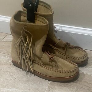 Polo Ralph Lauren Tan Fringe Moccasin Boots